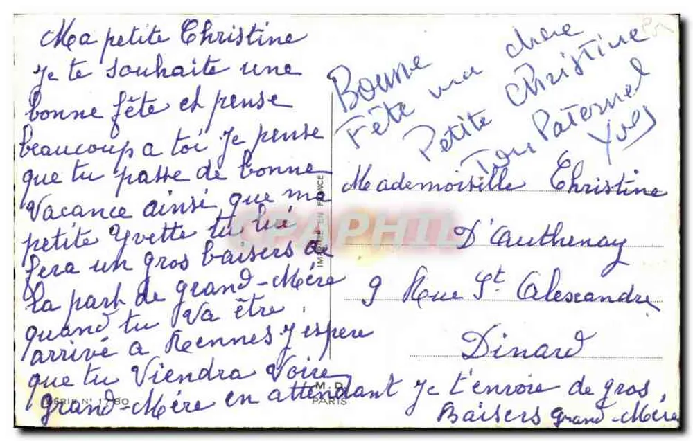 Deux oiseaux et roses — carte de vœux avec texte 'Bonne Fête' — éditeur ZSOLT - Rückseite