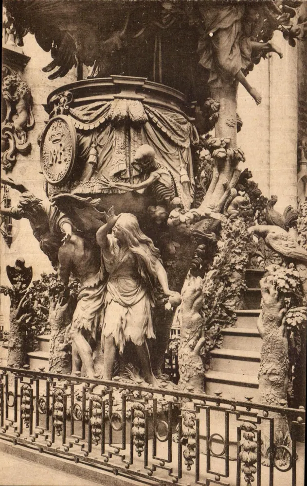 Brüssel - Kollegiatekirche St. Michael und St. Gudula — Die Stuhlsessel der Wahrheit (17. Jahrhundert) Detail - Vorderseite
