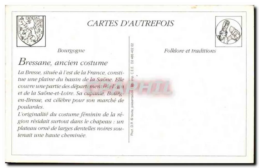 Bressane — Velho Traje — H. Ferrand, editor - Bourg - Verso