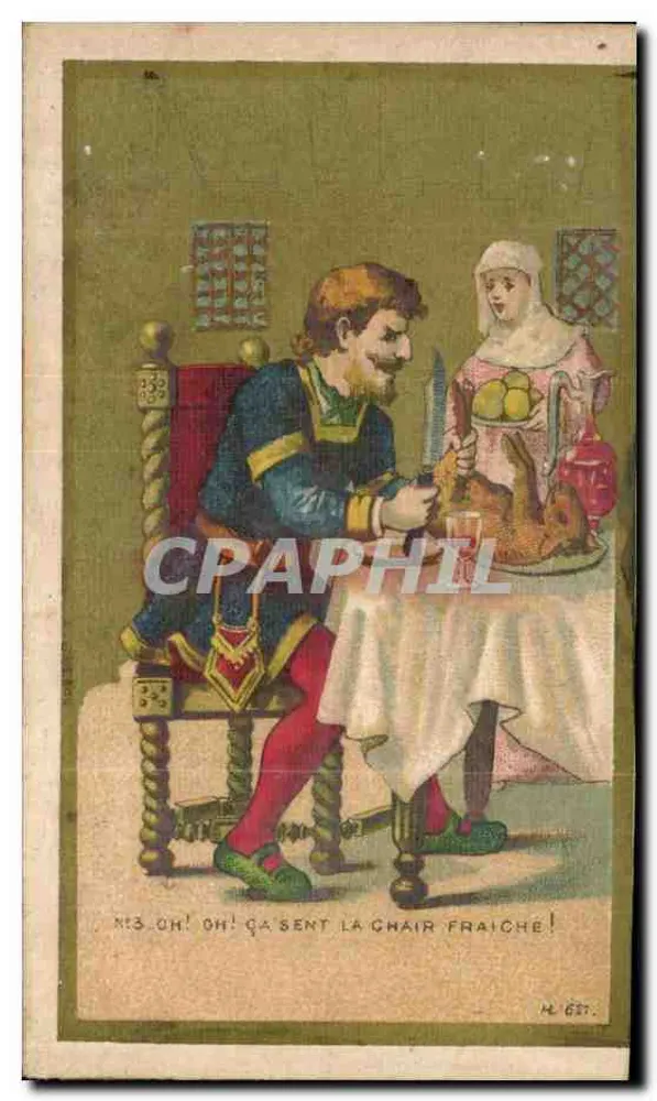Tischszene — Mann und Frau beim Essen — Verlag M. 627 - Vorderseite