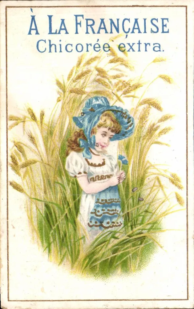 फ्रांसीसी शैली — एक्स्ट्रा चिकोरी — अज्ञात प्रकाशक, 1890 की एक प्रचार श्रृंखला - आगे