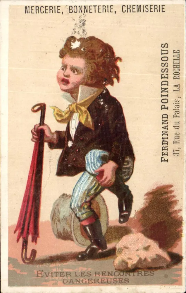 Ferdinand Poindessous — Schuh- und Schmuckwaren, Strumpfwaren, Hemdherstellung — Ferdinand Poindessous, 37, rue du Palais, La Rochelle - Vorderseite