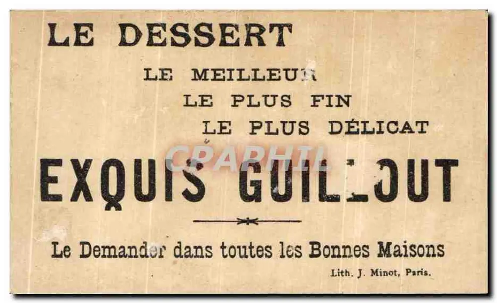Biscotti Guillout — Pubblicità umoristica con coppia e bicicletta — Lit. J. Minot, Parigi - Verso