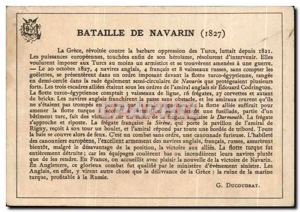 नवारिन की लड़ाई — 1827 — एडिटर: लेप. वेविलरंड, वर्साइल्स का संग्रहालय - पीछे