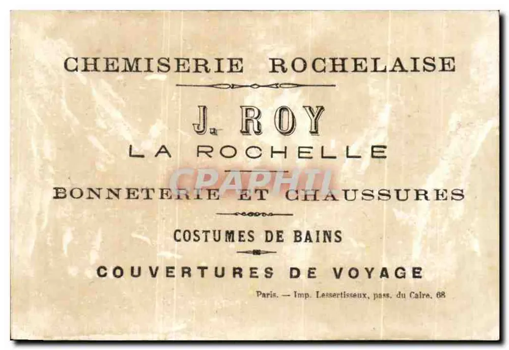 Chemiserie Rochelaise — J. Roy — cartão publicitário - Verso
