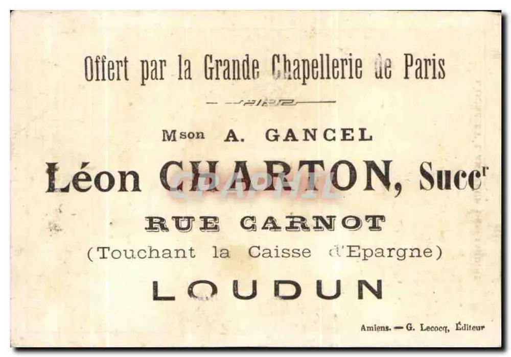 Der Bär und der Gärtner — Verleger G. Lecoq, Amiens - Rückseite