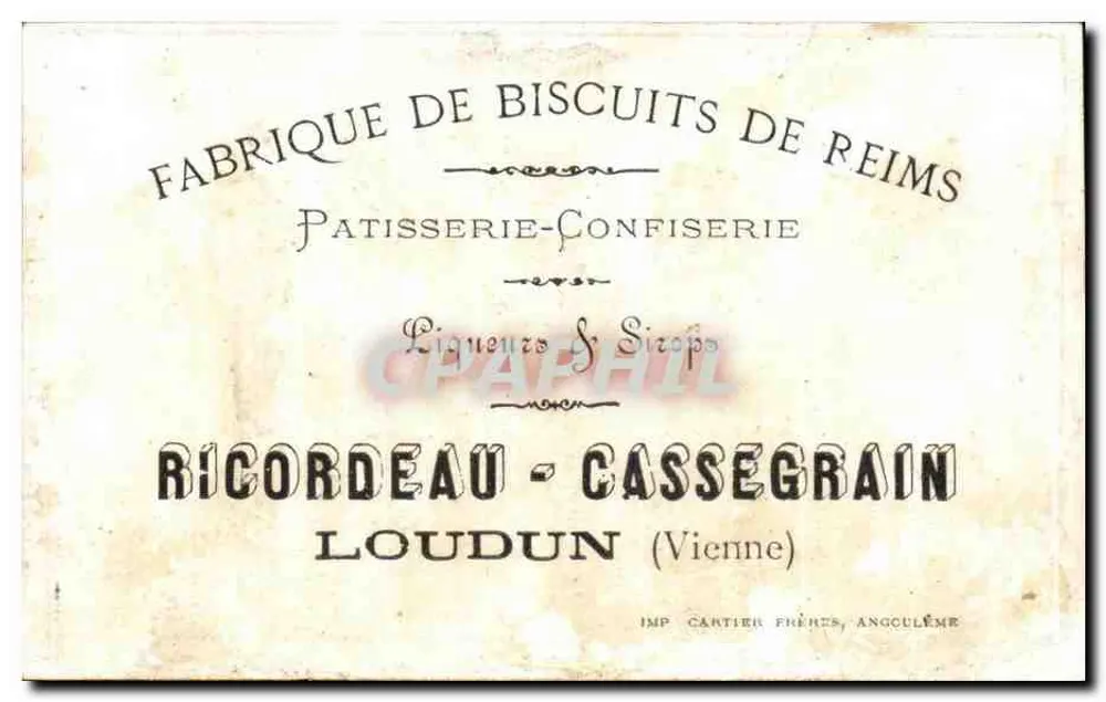 Kinder, die mit einem Schlitten spielen — Verleger Ricordeau-Cassegrain, Loudun - Rückseite