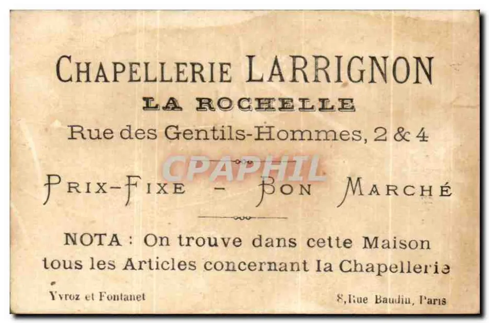 Huttenwaren Larrignon — La Rochelle — Fixpreis - Gutes Angebot - Rückseite