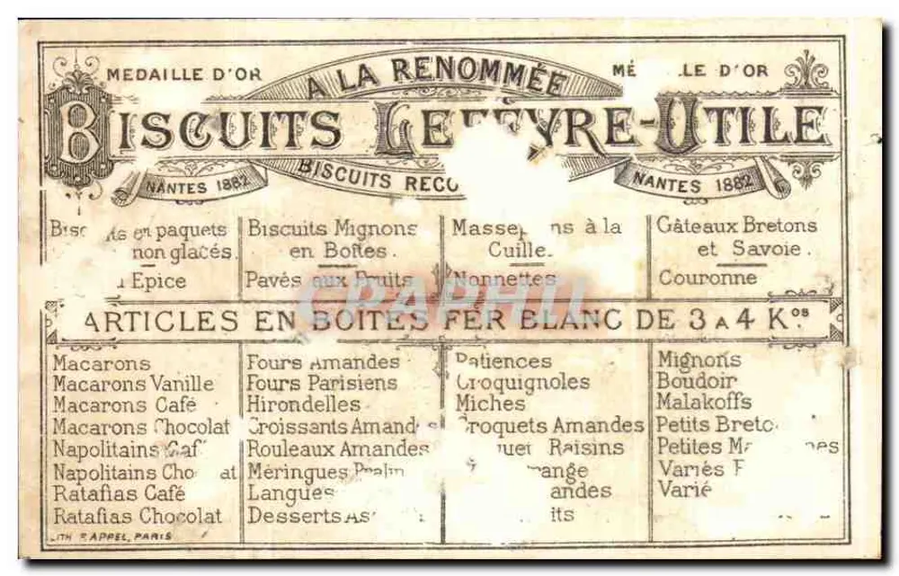 Cudowne rybienie — Ciastka Lefevre-Utile, Nantes — wydawca Lefevre-Utile, Nantes - Rewers