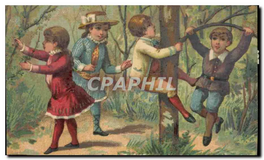 Kinder spielen im Wald — Illustration — Verlag nicht sichtbar - Vorderseite