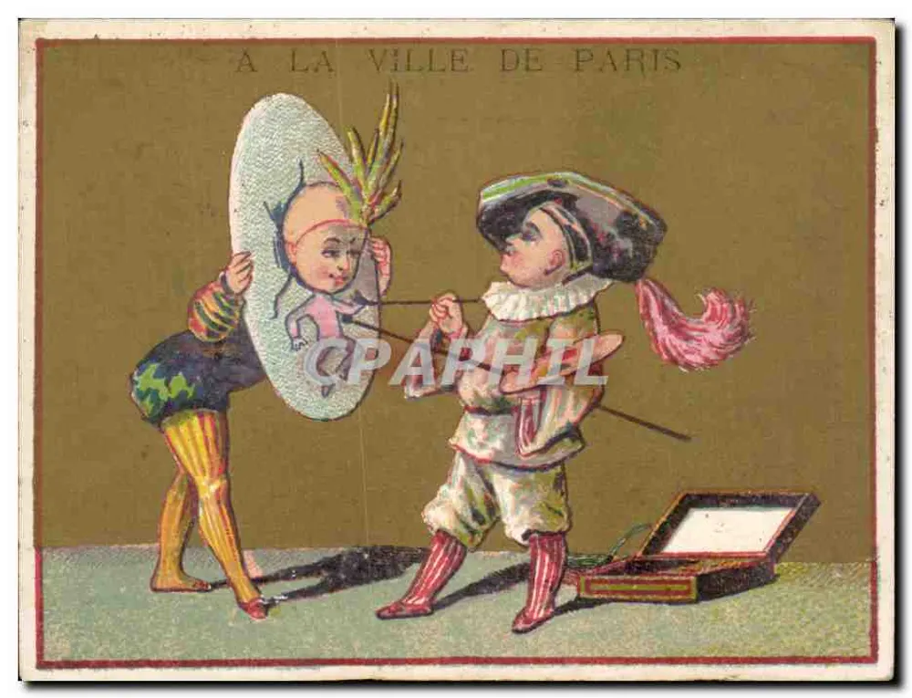 In der Stadt Paris — Werbung für die Geschäfte Coustard und Duvanel Fils — Verlag Imp. Hervieu, Havre - Vorderseite