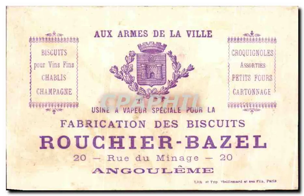 La Voiture à Bras — Scène de rue avec chariot et café — Rouchier-Bazel - Verso