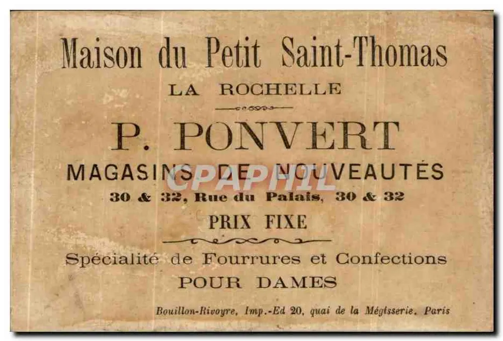 Herbst — Weinlese-Szene — P. Ponvert, Paris - Rückseite