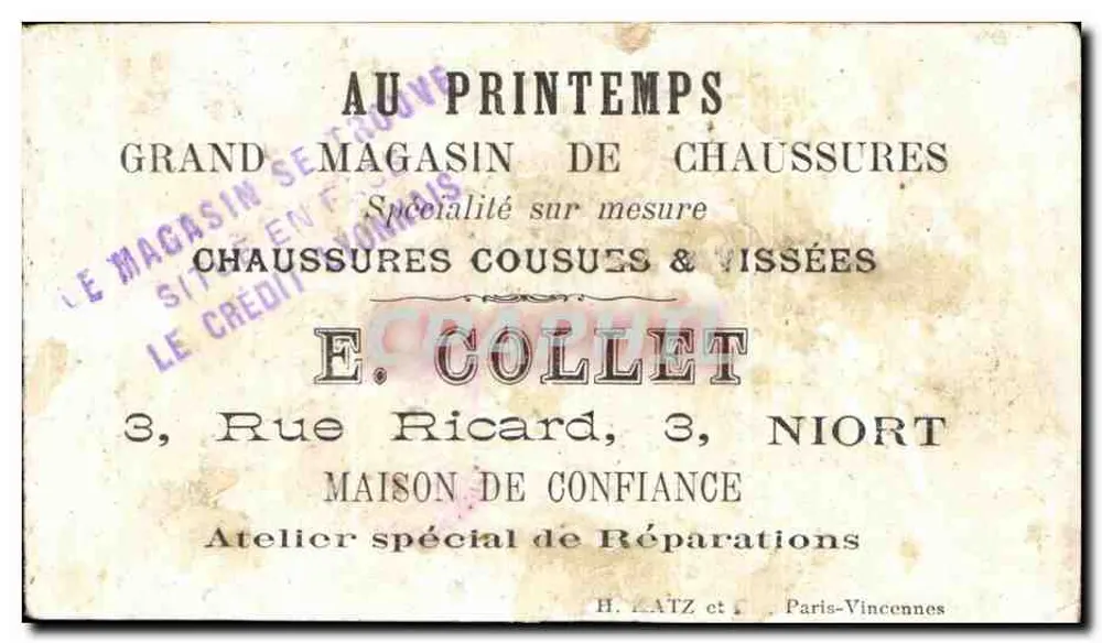 Koch und Mann in bunter Kleidung — humorvoller Szenen — E. Collet, Niort - Rückseite