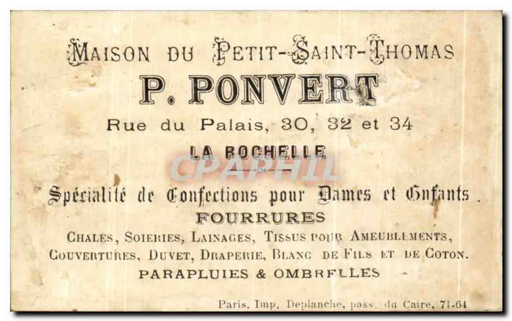 Kinder, die mit einer Puppe spielen — Verlag P. Ponvert, La Rochelle - Rückseite