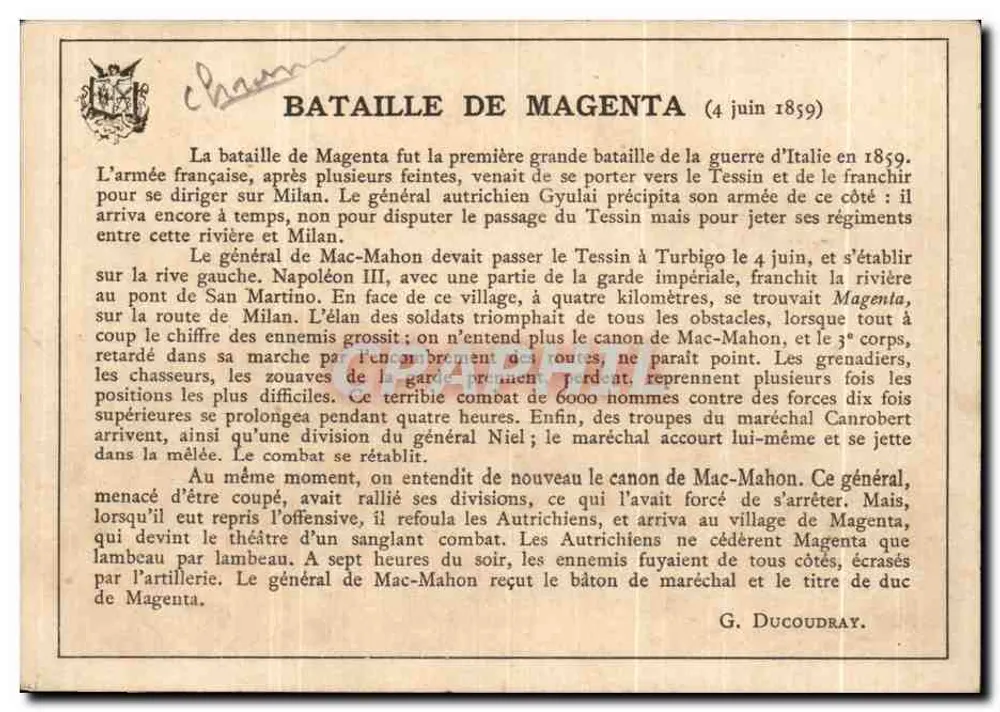Schlacht von Magenta — Musée de Versailles - Rückseite