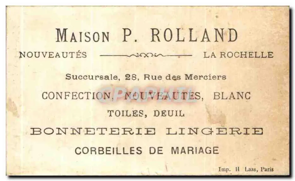 Sonho do ambicioso — Maison P. Rolland, La Rochelle — n° 587 - Verso
