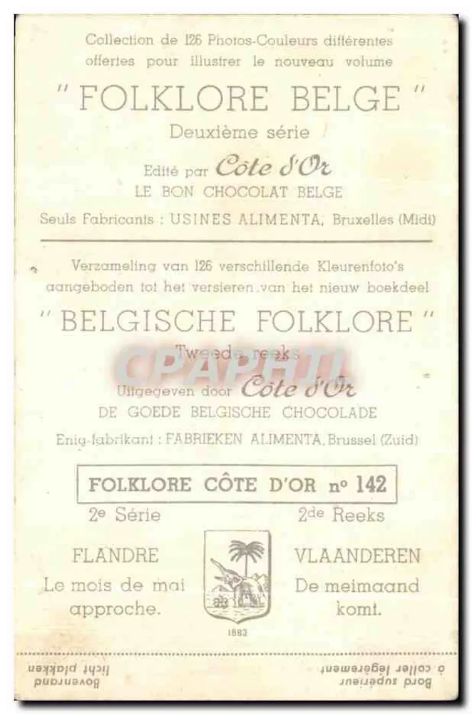 Flandern — Mai kommt — Côte d'Or, 2. Serie, Nr. 142 - Rückseite
