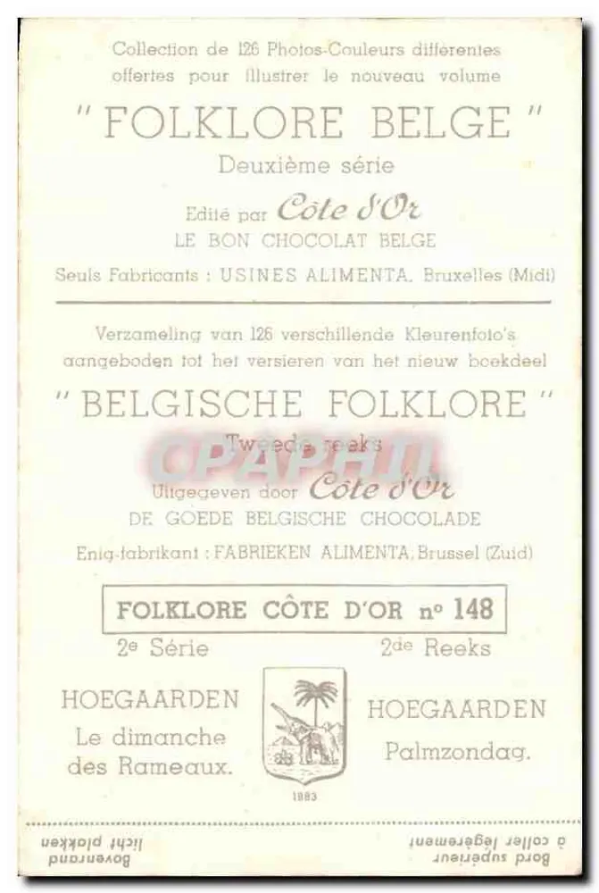 Dois crianças diante de uma porta — cena de folclore belga — Côte d'Or, 2ª série, n°148 - Verso
