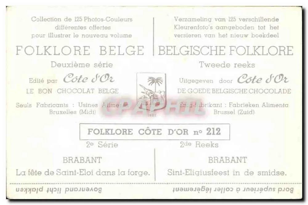 Brabant — Die Feier von Saint-Eloi in der Schmiede — Côte d'Or Nr. 212 - Rückseite