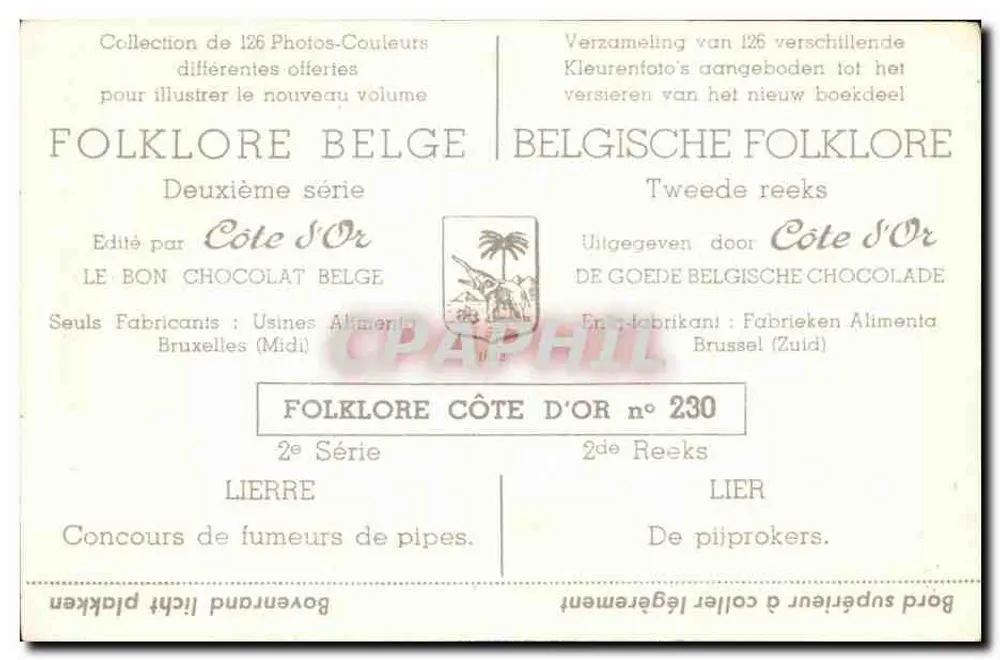 Pfeifenraucher — Lierre — Côte d'Or, 2. Serie, Nr. 230 - Rückseite
