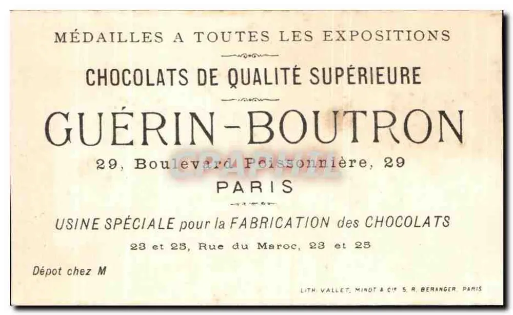 Zwei Kinder sitzen — Nacht-Szene mit Mond — Verleger VALLET, MINOT & CIE, DRUCKER, 5, RUE BERANGER, PARIS - Rückseite