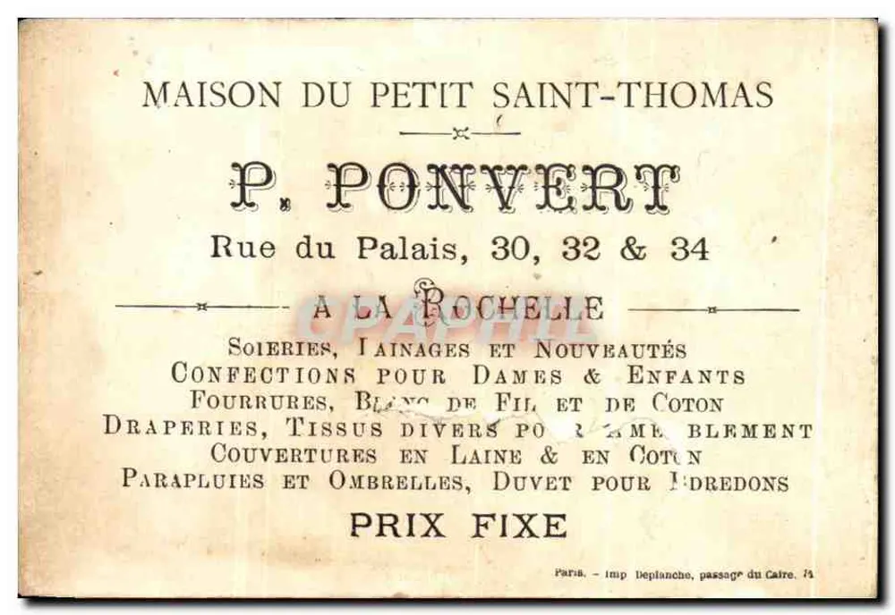 Der Esel in der Lederhaut des Löwen — komische Szene — Maison du Petit Saint-Thomas, P. Ponvert, Paris - Rückseite