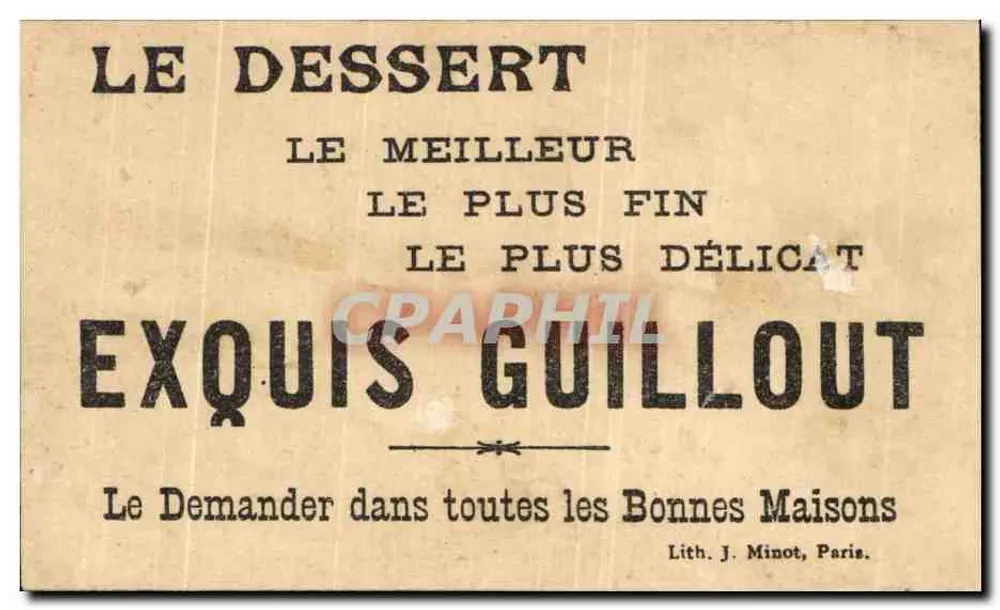Biscuits Guillout — Werbung für Kekse und Dessert — Lith. J. Minot, Paris - Rückseite