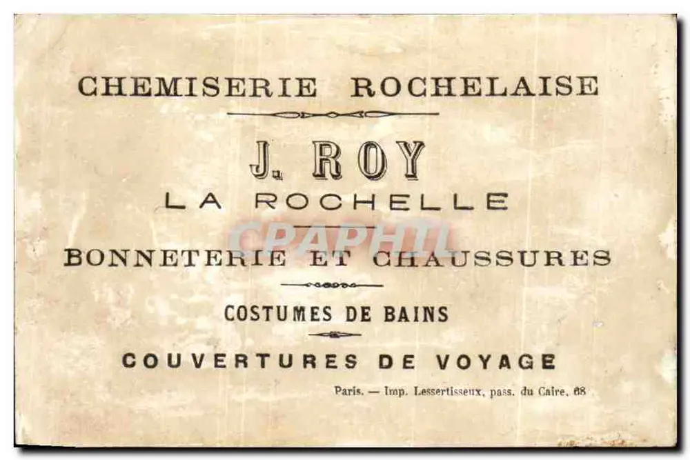 Dois pássaros em galho florido — Chemiserie Rochelaise J. Roy - Verso