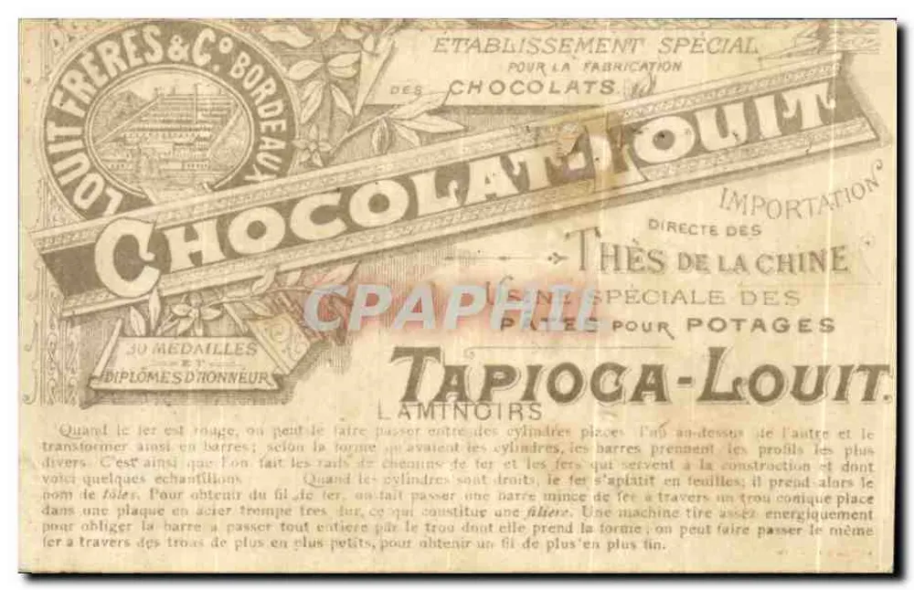 Chocolat-Louit — Laminadores — Estabelecimento especial dos Chocolats Louit, Bordeaux - Verso