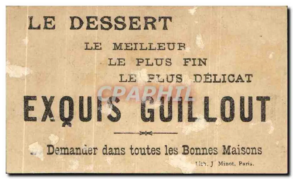 Biscuits Guillout — Werbung für Kekse und Dessert — Lith. J. Minot, Paris - Rückseite