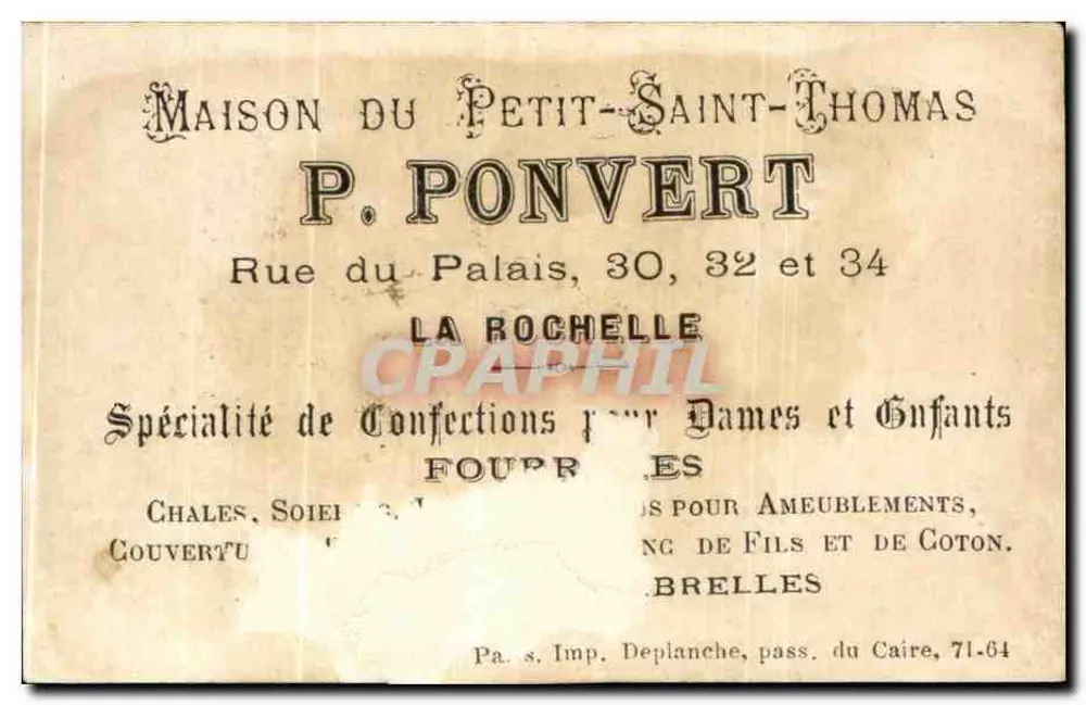 Soldat im Uniform — Illustration — Maison P. Ponvert, La Rochelle - Rückseite