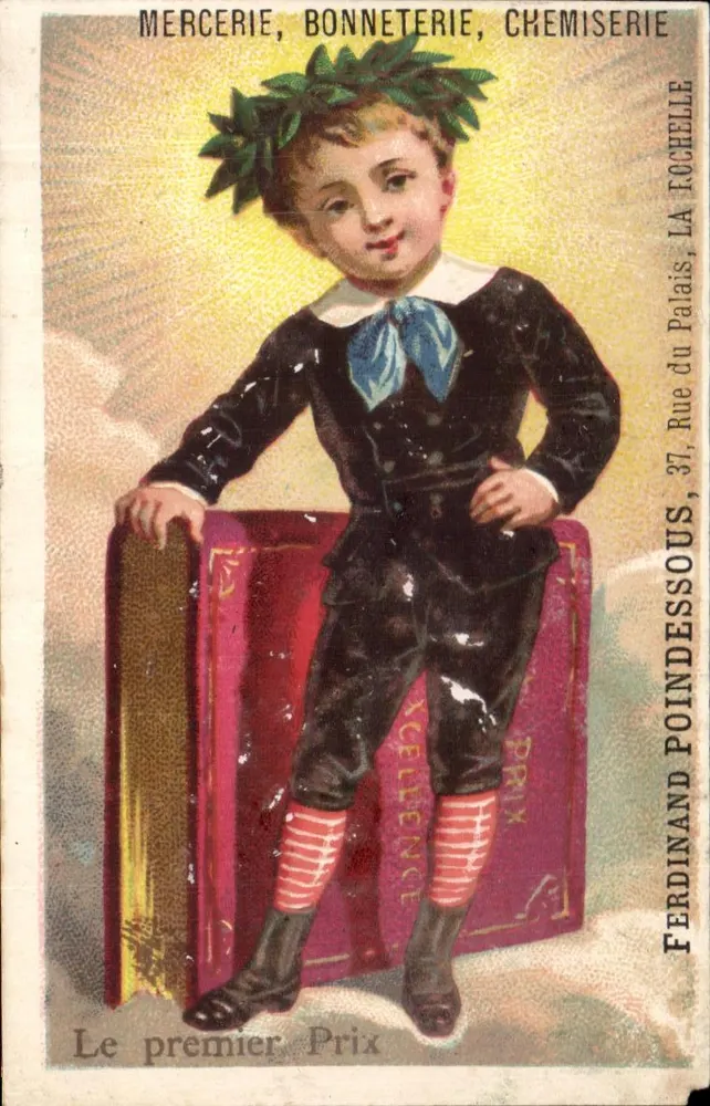 Enfant couronné de laurier — Le premier Prix — Ferdinand Poindessous, 37 Rue du Palais, La Rochelle - Vorderseite