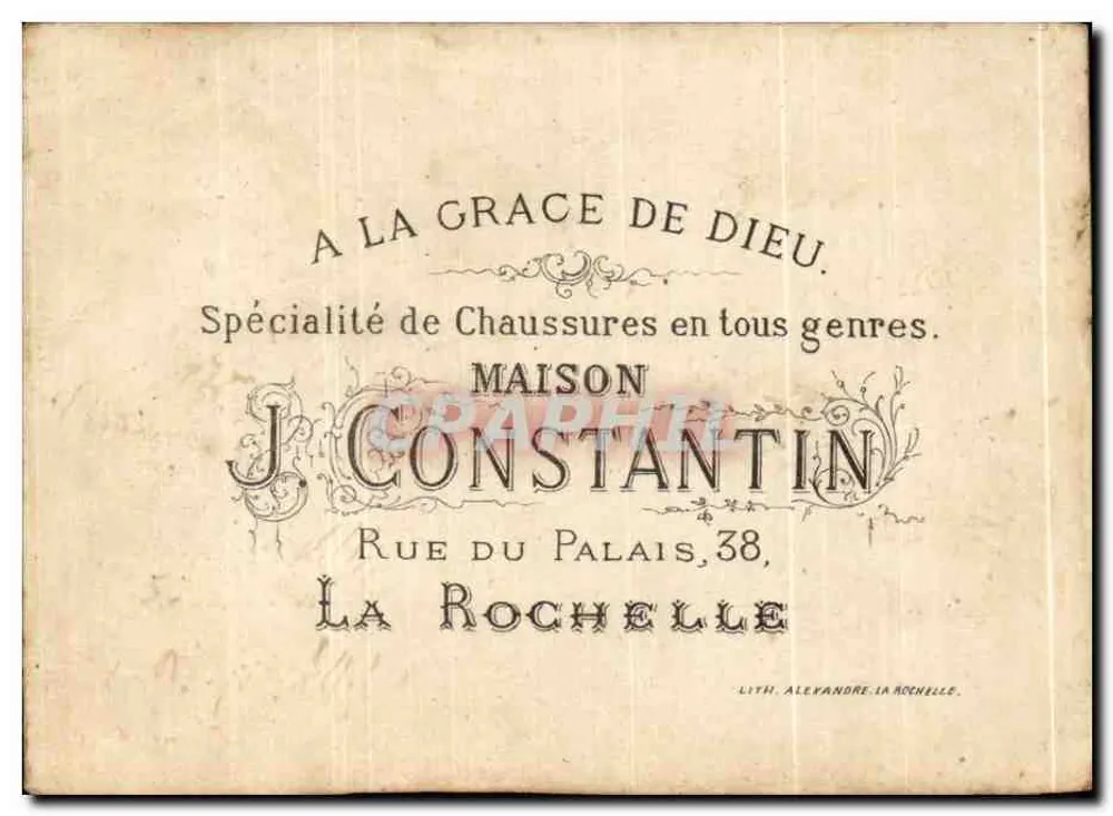 Zwei Kinder spielen — Werbeillustration — Maison J. Constantin, La Rochelle - Rückseite
