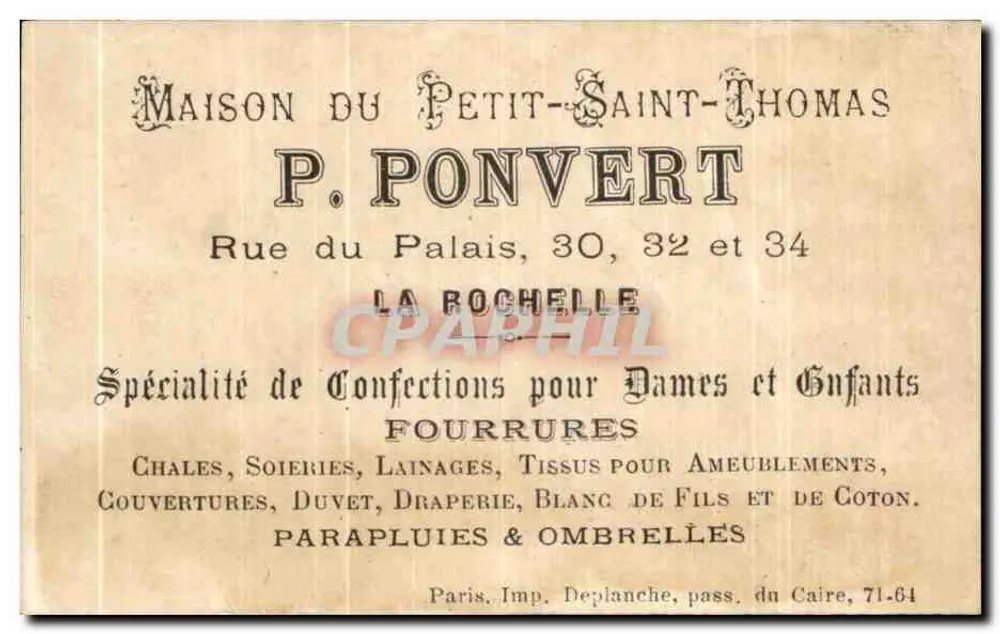 Japanische Mädchen — Sie träumt davon, es zu ergreifen — Maison P. Ponvert, La Rochelle - Rückseite