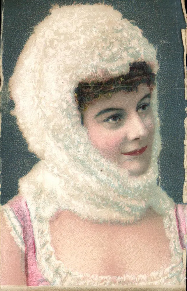 Jeune femme en bonnet de fourrure — portrait — éditeur J. Jervilles, Manufacture de Chicorée - Frente