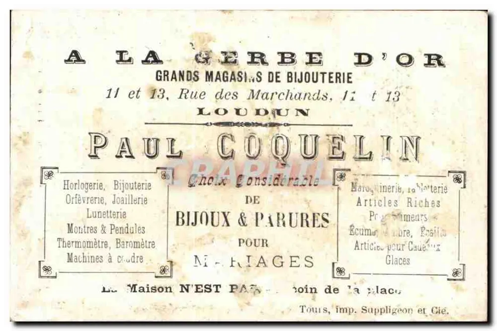 Kind mit Hund — Paul Coquelin — 11 und 13, rue des Marchands, Loudun - Rückseite