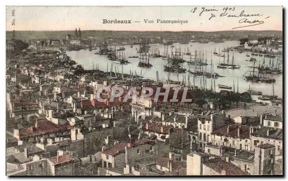 Bordeaux — Vue Panoramique — Éditeur Paris No. 846 - Frente