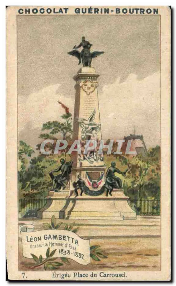 Léon Gambetta — Statue auf dem Place du Carrousel — Schokolade Guérin-Boutron - Vorderseite