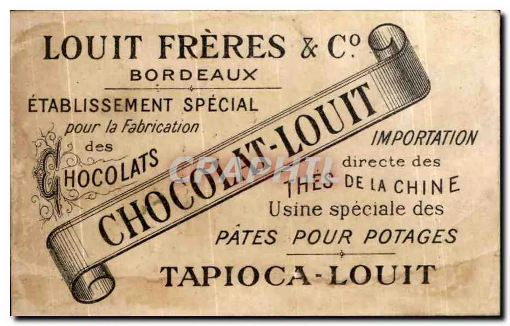 O Gato e o Pássaro — Chocolat-Louït — Louit Frères & C° Bordeaux - Verso
