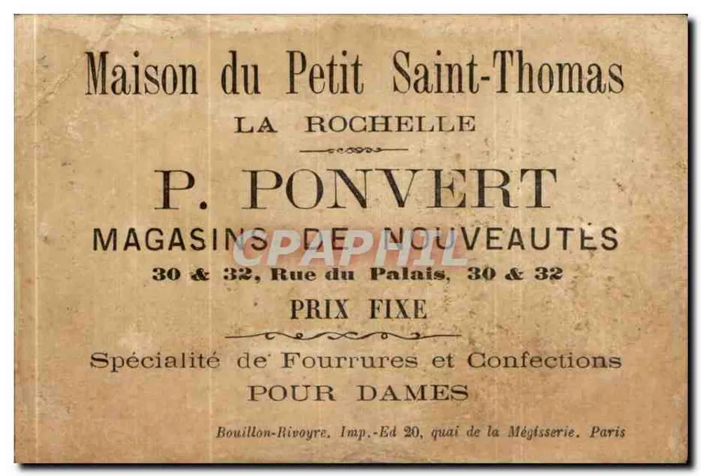 Haus des PETIT SAINT-THOMAS — La Rochelle — P. PONVERT - Rückseite