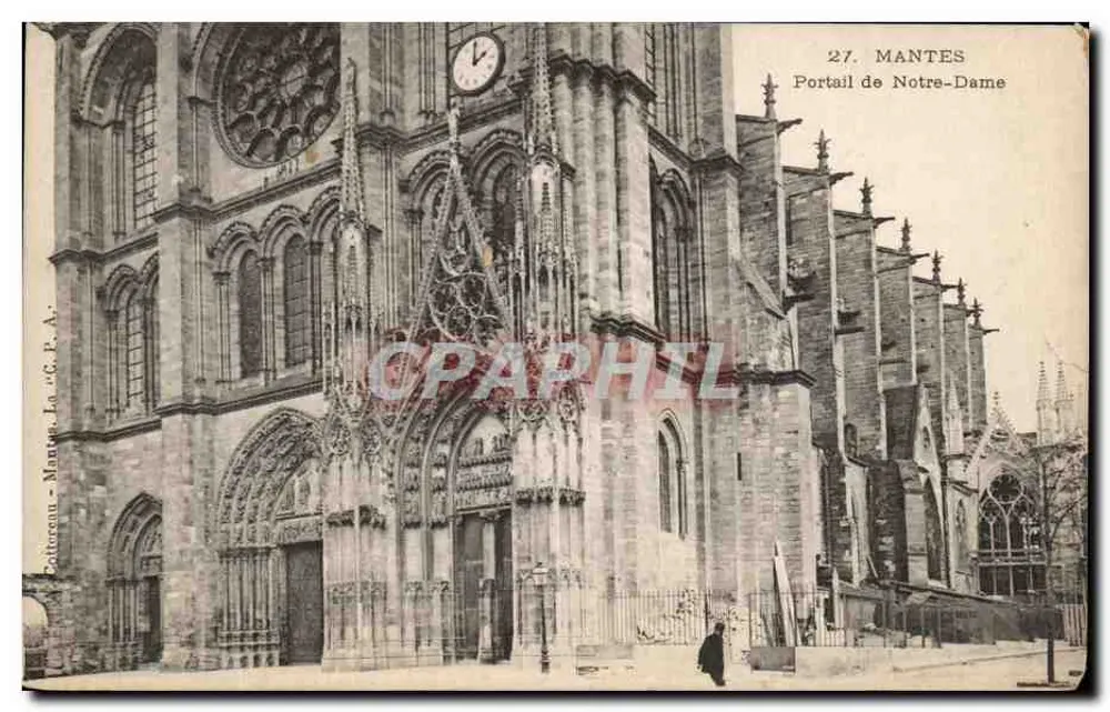 Mantes - Portail de Notre-Dame — éditeur Potterneau - Mantes, n°27 - Frente