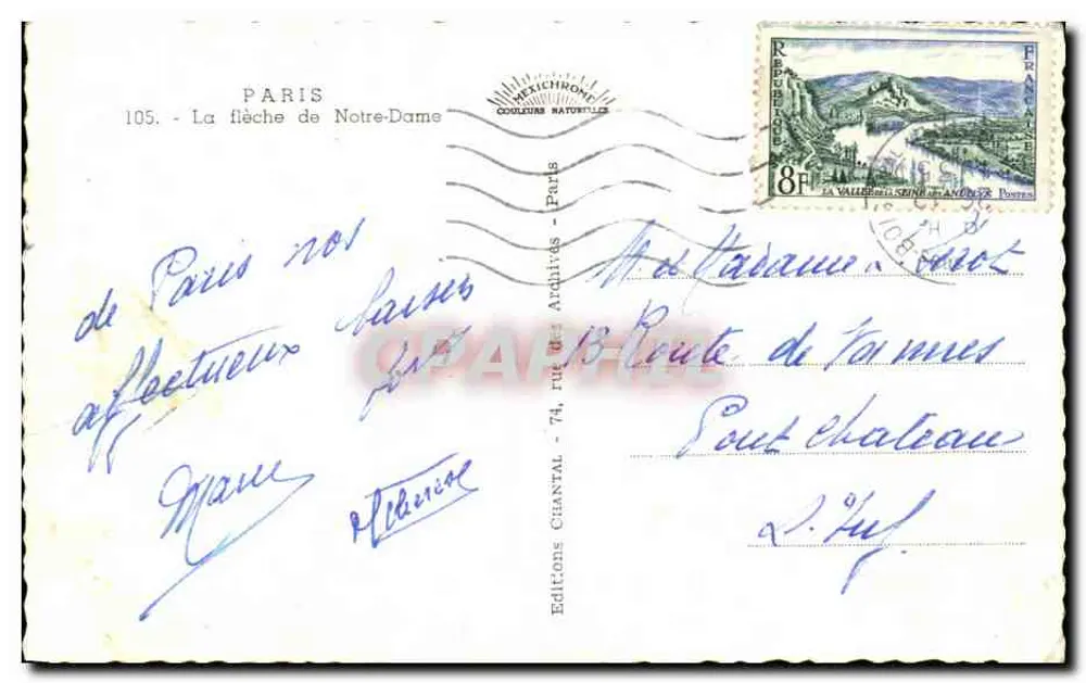 Paris - A flecha da Catedral de Notre-Dame — Éditions Chantal, n°105 - Verso