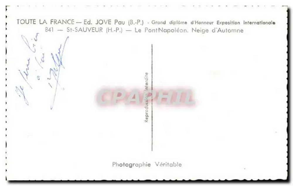 Der Napoleonbrücke — St-Sauveur (H.-P.) — Verlag JOVE Pau (B.-P.) - Rückseite