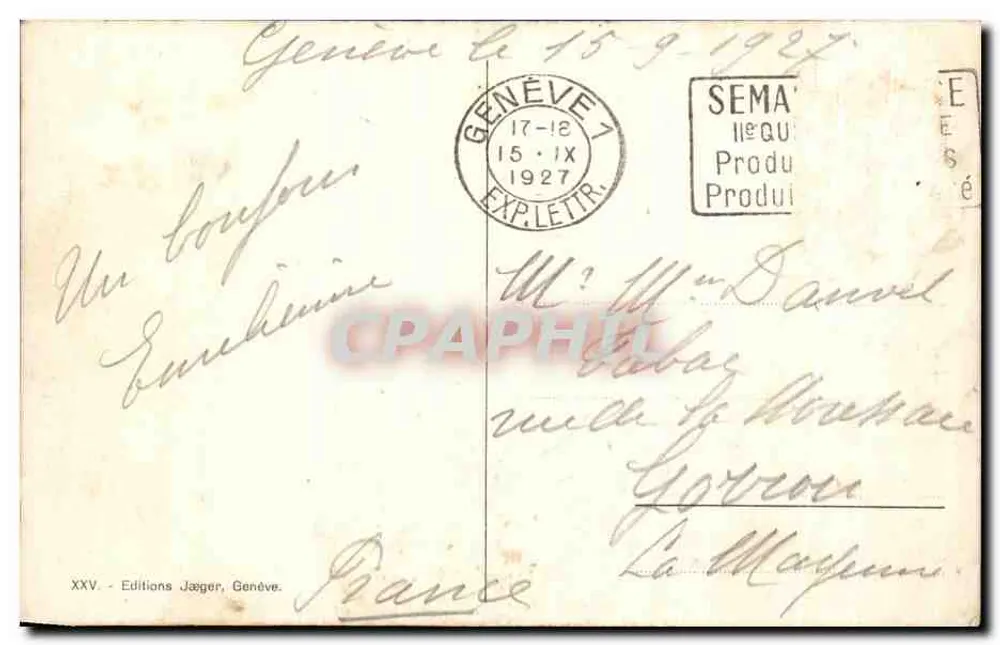 Genebra - Quai du Mont-Blanc e o Kursaal - Casino Municipal — Éditions Jæger, n° XXV - Verso