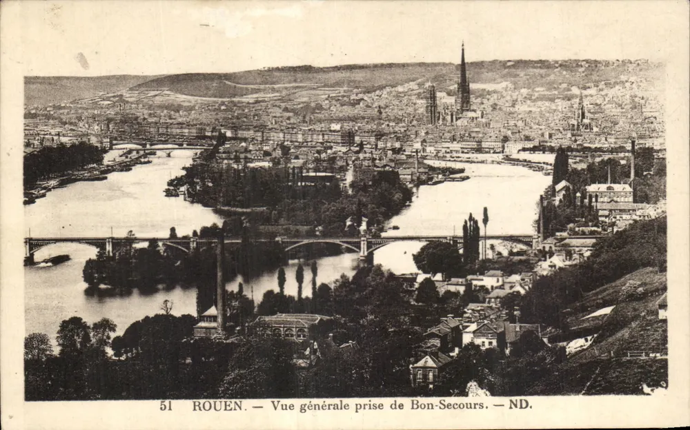 Rouen — Vue générale prise de Bon-Secours — ND. — Éditeur ND. - Recto