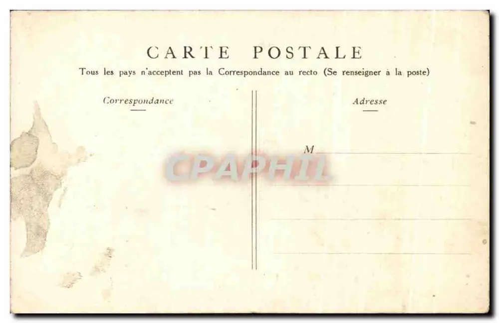 Célébration de la santé — couple à la cravate et à la robe rouge sous un gui — éditeur non identifié - Verso