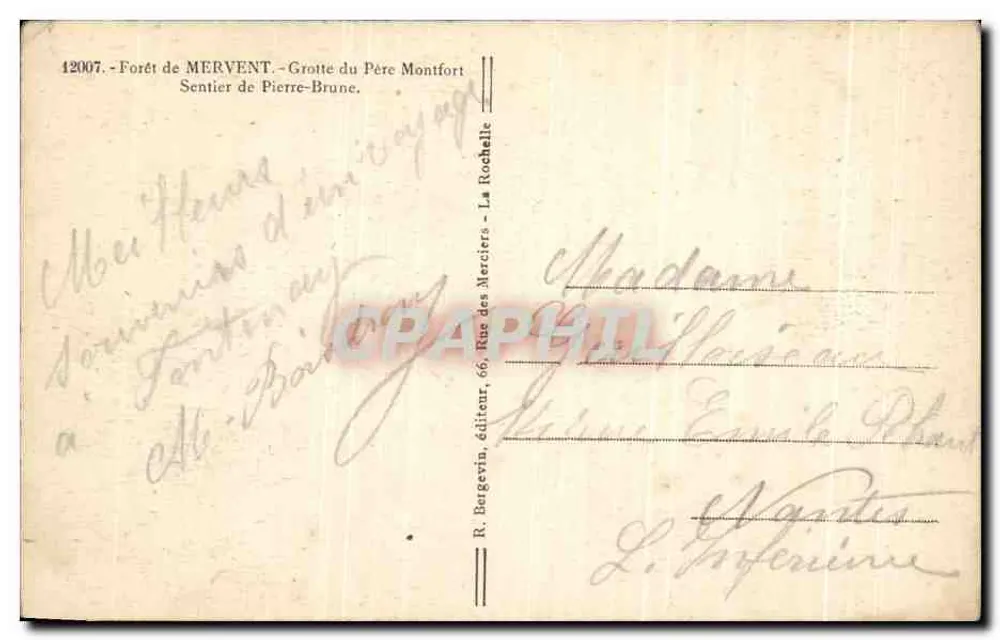 Forêt de Mervent — Sentier de Pierre-Brune — R. Bergevin, Verlag - Rückseite