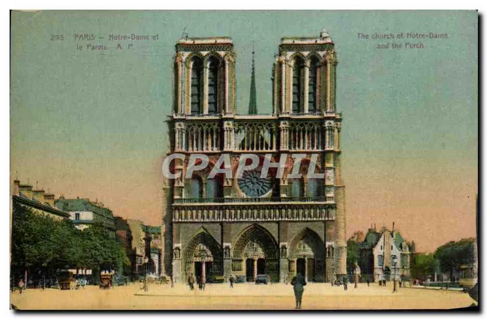Paris - Notre-Dame e o Portal — A. Papeghin, n°295 - Frente