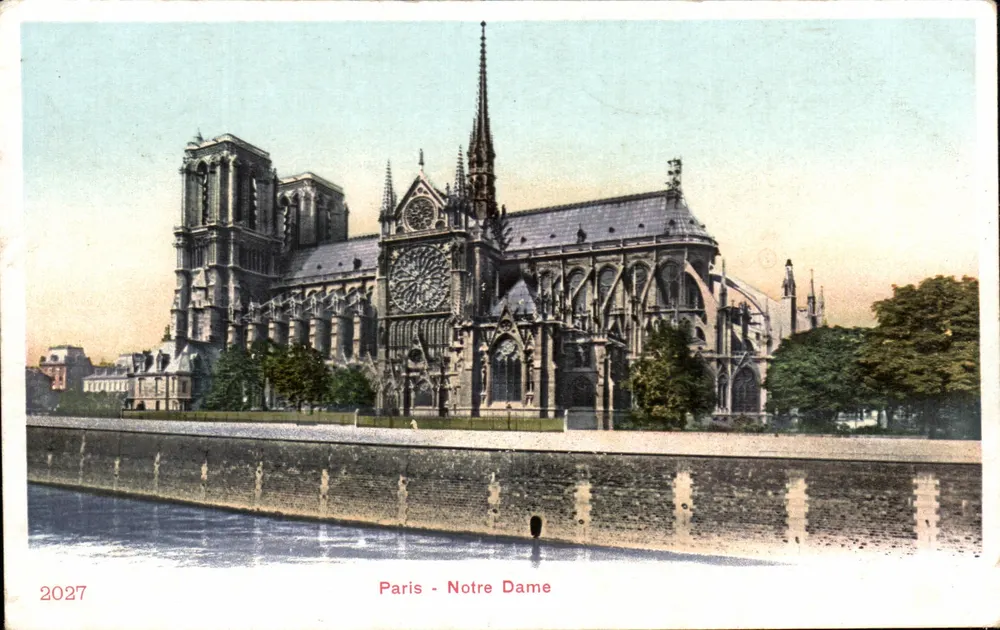 Paris - Notre Dame — vista da catedral gótica — editor não identificado, n° de série 2027 - Frente